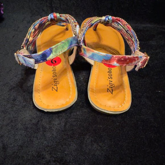 Zigi soho Colorful Fabric and Rhinestone Jewels Thong Sandals Size 6 - Picture 7 of 12